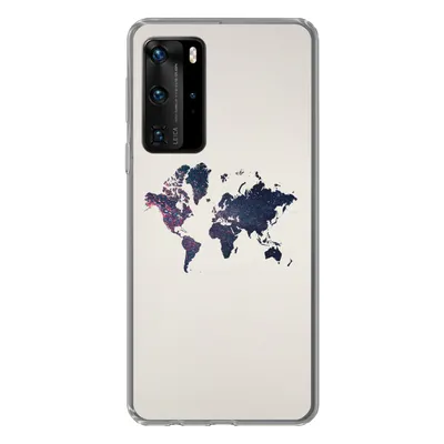 Produktbild von MuchoWow® Handyhülle Schutzhülle Hülle für Huawei P40 Pro Weltkarte - Licht - Rot Silikon Softcase Handy Hülle - Schutz