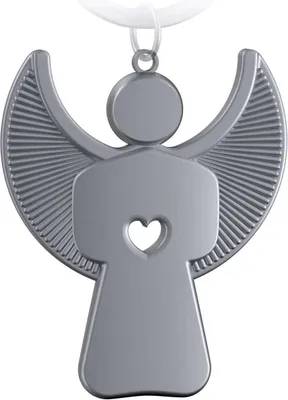 Produktbild von FABACH Schutzengel Schlüsselanhänger Pikto mit Herz - Edler Engel Anhänger aus Metall in mattem Silber - Geschenk Glücksbringer Auto Führerschein - Fahr vorsichtig