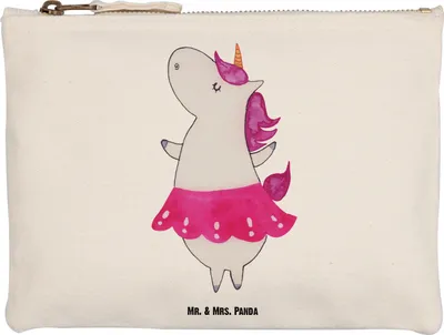Produktbild von Mr. & Mrs. Panda Kulturbeutel Einhorn Ballerina Größe M - Weiß - Geschenk, kosmetiktäschchen, Federmappe, Pouch, Stoffbeutel, Unicorn, Mäppchen, Geburtstag, Wohnung