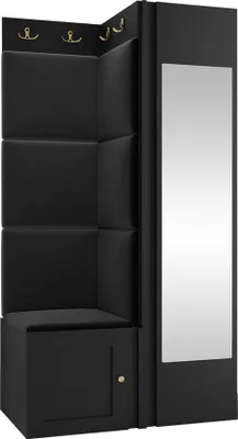 Produktbild von MIRJAN24 Garderoben-Set Orion Ramiro XXVI, Kleiderschrank, Schuhschrank, Kleiderhakenbrett, 7x Paneel 42x42, Spiegel, 6 Kleiderhaken, Metallgriffe (Farbe: Schwarz, Manila 18)