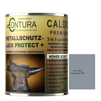 Produktbild von Contura 3 in 1 Rostschutzfarbe 2,5Liter. Metallschutzlack GLÄNZEND RAL Metall Lack Farbe Grundierung Rost - RAL 7001 (Intern: Grau mittel)
