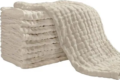 Produktbild von Famanu Mullwindeln 27 x 50 cm - 6-lagige saugfähige Waschlappen - 100% Baumwolle