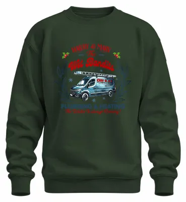 Imagen del producto de Harry Marv Wet Bandits Plumbing, suéter con estampado de "Weihnachten Feuchte Banditen" (Navidad, los ladrones mojados), color verde botella, talla M