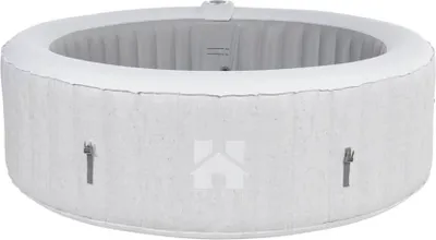 Produktbild von HOME DELUXE - Outdoor Whirlpool - SPLASH + Kissen, Getränkehalter und Sonnendach - Farbe: Beton- ⌀ 208 cm, 130 Luftdüsen - inkl. Abdeckung, Reparaturset, Filterset I Außen Spa für 6 Personen