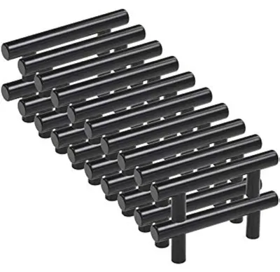 Produktbild von 20 schwarze Möbelgriffe, schwarze Küchenschrankgriffe, schwarze T-Griffe, schwarze Schubladengriffe, 96 mm Lochabstand