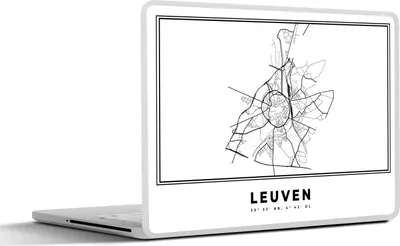 Produktbild von MuchoWow® Laptop Aufkleber Sticker Cover Stadtplan - Schwarz und weiß - Karte - Leuven - Belgien 30x21 cm - Sticker für Laptop - Selbstklebend