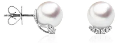 Obrázok produktu pre Luna-Pearls – 312.1613 – Náušnice – Dámske – 750 biele zlato – Akoya – umelo chovaná perla 8,5–9 mm – briliantový výbrus H-SI 0,125 ct