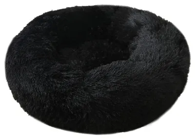 Image de Lit pour chien, lit pour chat, moelleux, rond, en peluche, 70 cm, noir