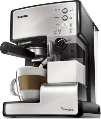 Immagine prodotto di Breville VCF045X Macchina per caffè ed espresso PrimaLatte, adatta per caffè in polvere o cialde, 15 bar, montalatte, argento/bianco