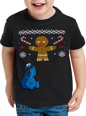 Produktbild von style3 Krümelmonster Ugly Sweater Kinder T-Shirt kekse cookie fun ernie bert monster x-mas pulli