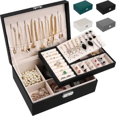 Produktbild von Famanu Schmuckbox 2-lagig - Schwarz