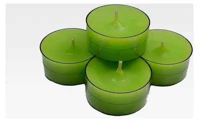 Produktbild von 20 Teelichter im Acryl-Cup, Apfelgrün / Grün, durchgefärbt, ohne Duft