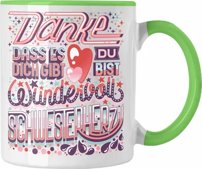 Produktbild von Trendation - Beste Schwester Tasse Geschenk von Schwester an Schwester Lieblingsschwester von Bruder Geschenkidee Spruch (Grün)
