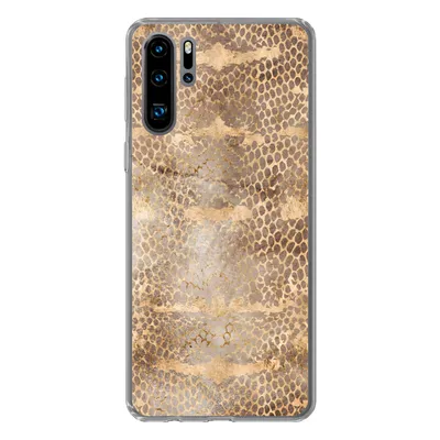 Produktbild von MuchoWow® Handyhülle Schutzhülle Hülle für Huawei P30 Pro Schlangendruck - Gold - Braun Silikon Softcase Handy Hülle - Schutzdeckel