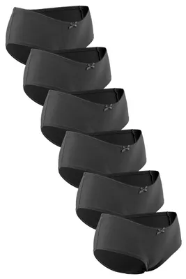 Produktbild von Fabio Farini - 6 Stück Damen Mid Taillenslips Unterhosen - Frauen Baumwoll Panty mit Stretch im sportlich modernen Design mit Schleifchen