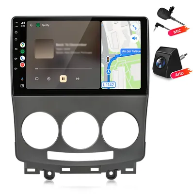 Obrázok produktu pre Autorádio 4+64 GB s kamerou a mikrofónom, kompatibilné s modelmi Mazda 5 CR19 (2005-2010), s funkciami Carplay, Android Auto, multimédiami, GPS navigáciou, Wi-Fi, Bluetooth, DAB+RDS a ovládaním z volantu, 9 palcov