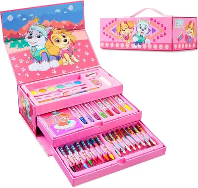 Obrázek produktu pro Sada pro malování Paw Patrol pro děti, obsahuje fixy a voskové pastelky, růžová