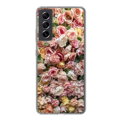 Produktbild von MuchoWow® Handyhülle Schutzhülle Hülle für Samsung Galaxy S21 FE Rosen - Farben - Wand Silikon Softcase Handy Hülle - Mobiltelefonhülle