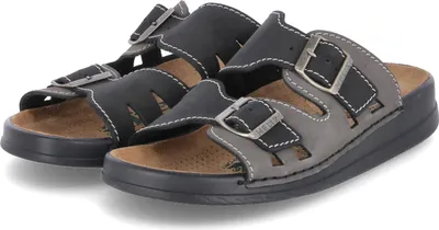 Produktbild von Herren Pantolette schwarz / grafit von HELIX aus Leder von Größe 42 bis 47