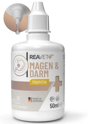 Produktbild von REAVET Magen & Darm Tropfen für Hunde & Katzen 50ml I Darmsanierung I Liquid unterstützt die Darmflora & natürliche Darmregulierung