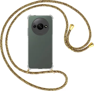 Produktbild von Handykette Backcover-Schutzhülle mit Band (Metall goldfarben) für Xiaomi Redmi A3 - braun+beige