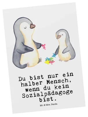 Produktbild von Mr. & Mrs. Panda Postkarte Sozialpädagoge Herz - Weiß - Geschenk, Fotokarte, Grußkarte, Ansichtskarten, Ansichtskarte, Postkarten