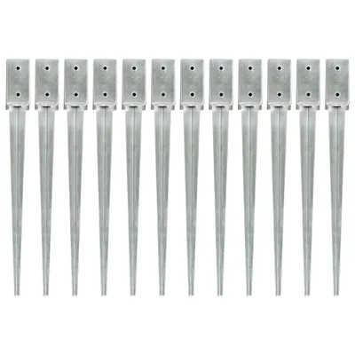 Image de vidaXL Piquets de terre 12 pcs argent 7×7×75 cm Acier galvanisé