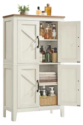 Zdjęcie produktu dla Szafka do przechowywania, brązowo-biała – MDF – stabilna – 30 x 60 x 110 cm