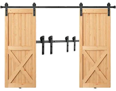 Produktbild von VEVOR Schiebetürbeschläge Set, 11FT Schiebetür Set, 330LBS Tragkraft Doppel-Schiebetürbeschläge Set, Kohlenstoffstahl Schiebetürschiene, Schiebetür für 1,57-1,77" Dicke & 5,5FT Breite Türpaneel, I-Typ, 8 ft-a