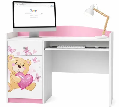 Produktbild von Computertisch Kinder Rosa | Schülerschreibtisch Pastell | Kompakter Arbeitstisch mit Tastaturauszug für das Mädchenzimmer