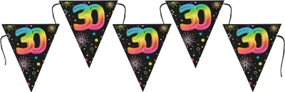 Produktbild von Wimpelkette Girlande Geburtstag 30 schwarz bunt 300 cm
