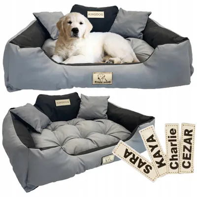 Produktbild von KingDog Wasserfestes Hundebett personalisierbar 55x45 cm Dunkelgrau