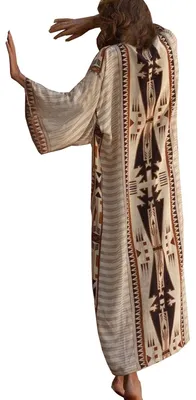 Zdjęcie produktu dla Kimono w stylu boho - Długa, oversizowa szata - Sukienka plażowa - Lekka narzutka - Jeden rozmiar - Materiał: poliester