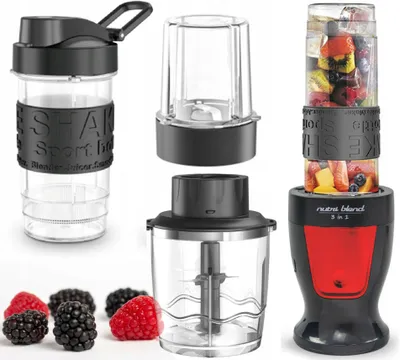 Produktbild von BLENDER 5-in-1  Rot KALORIK BLS 1500 BR für Smoothies und Cocktails 2 Becher 300W, 2 Flaschen 570ml 400ml 2 Klingen