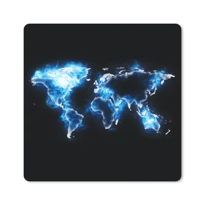 Produktbild von MuchoWow® Mauspad Mousepad Weltkarte - Schwarz - Blau 20x20 cm - Mousepads - Maus Mat - Pad - Mausunterlage - Desk Mat - Bureauartikeln