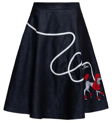 Obrázok produktu pre Queen Kerosin – Denimová sukňa typu "teller" – model "Poodle Skirt", veľkosť L