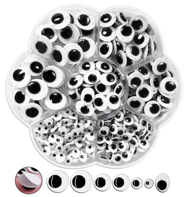400 selbstklebende Wackelaugen 5-12 mm für DIY Basteln