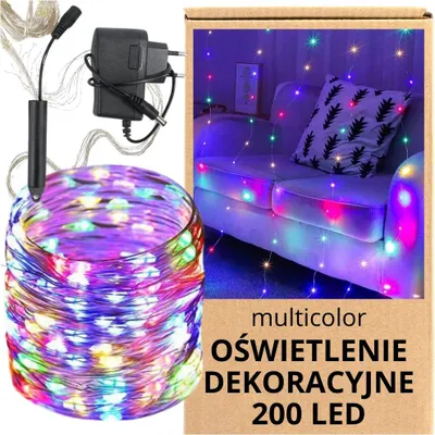 Produktbild von Energiesparender mehrfarbiger LED-Vorhang Wasserfall aus 200 LED-Leuchten mehrfarbig