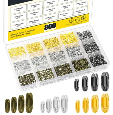 Kugelkettenverbinder 800 Stück, 4 Farben, 1,5–3,2 mm