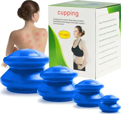 Produktbild von 4er Schröpfen Set mit Schröpfgläser aus Silikon Pumpe Hochwertige Vakuum Massage Vakuumpumpe Cupping Schröpfglas Anti Cellulite Cups Retoo