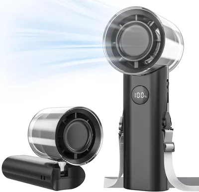 Produktbild von Handventilator, Tragbarer Mini Ventilator, Wiederaufladbar, Kleiner Taschenventilator Mit 5 Geschwindigkeitsstufen, Faltbarer USB-Ventilator