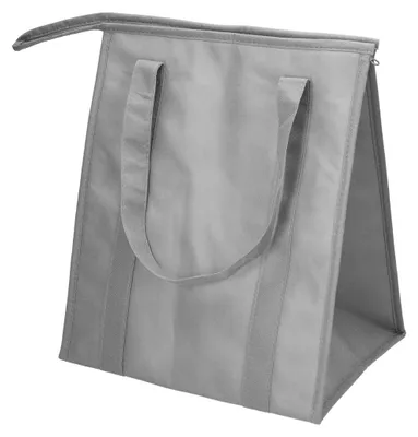 Produktbild von Mittelgroße graue Kühltasche, wiederverwendbar, mit guter Isolierung, Aluminiumbeschichtung und stabilen Henkeln