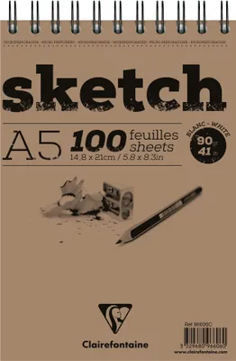 Zdjęcie produktu dla Clairefontaine Sketch Wirebound Pad Szkicownik A5 90 g