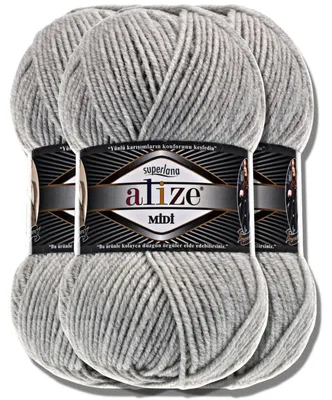 Imagen del producto de Alize 3x 100g Superlana Midi, hilo de lana, color sólido, ideal para tejer a crochet o a dos agujas (208)