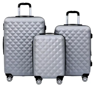 Produktbild von Kofferset 4 Zwillingsrollen Hartschale Trolley Koffer Reisekoffer Reisekofferset Gepäckset in 12 Farben (Silber)
