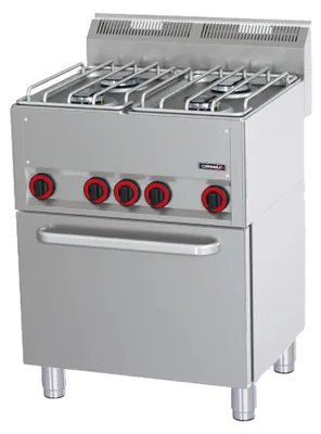 Image de Fourneau Gaz 4 Feux Avec Four électrique Ventilé Gn 1/1 P 66  - Casselin