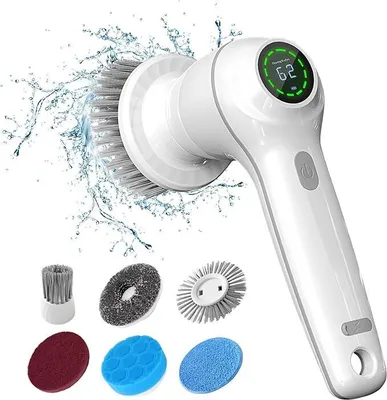 Produktbild von Elektrische Reinigungsbürste, Spin Scrubber, Kabelloser Fugenreiniger mit 8 Austauschbaren Bürstenköpfen, für Badezimmer, Wand, Fenster, Fliesen
