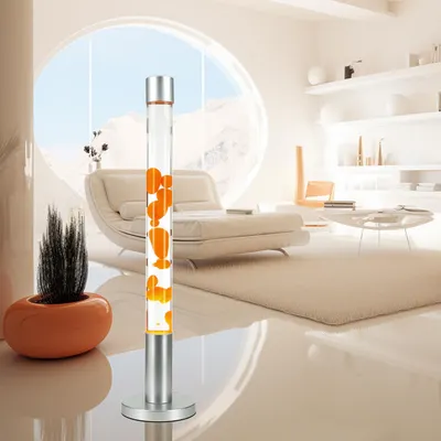 Zdjęcie produktu dla Duża lampa lawa ALAN Retro 76 cm Pomarańczowy cylinder Lampa podłogowa Magma