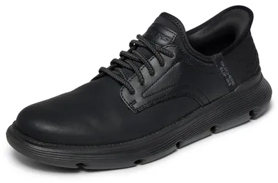 Productafbeelding van Skechers heren Garza Gervin instapschoenen, zwart leer, maat 44 EU, brede pasvorm