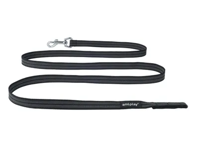 Produktbild von Hunde Schleppleine/Trainingsleine ohne Handschlaufe 2m RUBBER, Schwarz S-M Amiplay